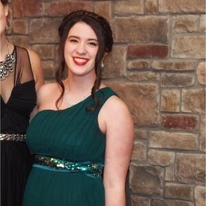 Formal Green One Shoulder Ever Pretty Dress